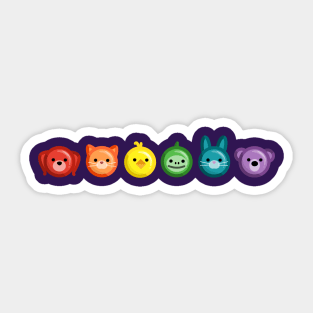 Animal Rainbow Buttons Sticker